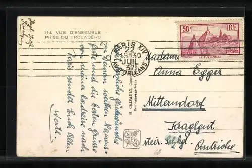 AK Paris, Exposition internationale 1937, Vue D'Ensemble, prise du Trocadero