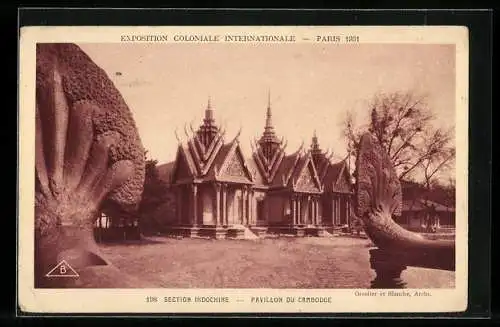 AK Paris, Exposition Coloniale Internationale 1931, Section Indochine, Pavillon du Cambodge, Kolonial-Ausstellung