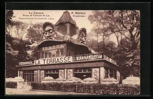 AK Paris, Exposition Coloniale 1931, La Terrasse, Route de Ceinture du Lac