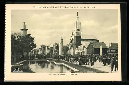 AK Paris, Exposition Coloniale Internationale 1931, Grande Avenue des Colonies, Kolonial-Ausstellung