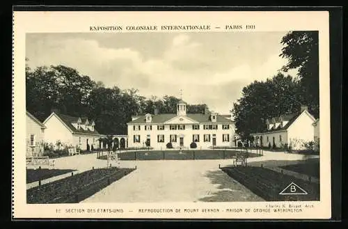 AK Paris, Exposition coloniale internationale 1931, Section des Etats-Unis, Maison de George Washington