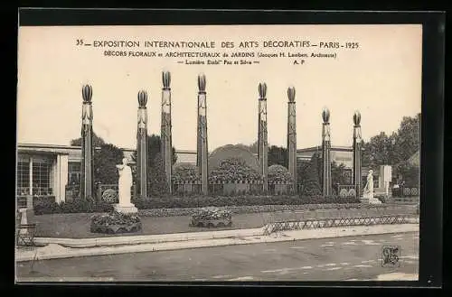 AK Paris, Exposition des Arts décoratifs 1925, Décors Floraux et Architecturaux de Jardins