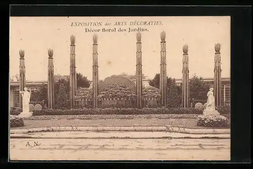 AK Paris, Exposition des Arts décoratifs 1925, Décor floral des Jardins