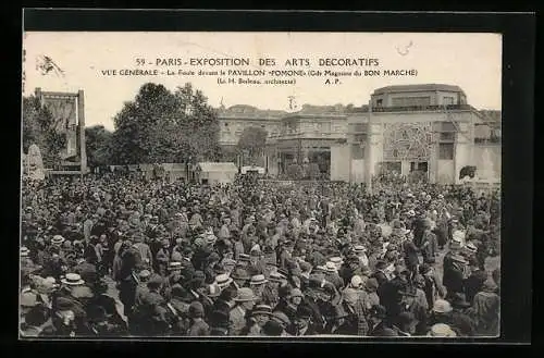 AK Paris, Exposition des Arts décoratifs 1925, Vue Générale, La Foule devant le Pavillon Pomone