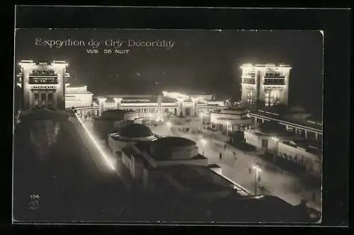 AK Paris, Exposition des Arts décoratifs 1925, Vue de Nuit