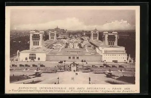 AK Paris, Exposition des Arts décoratifs 1925, Vue Génerale sur l`Esplanade des Invalides