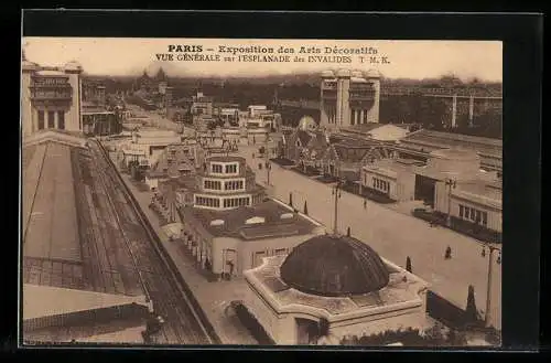 AK Paris, Exposition des Arts décoratifs 1925, Vue Générale sur l`Esplanade des Invalides