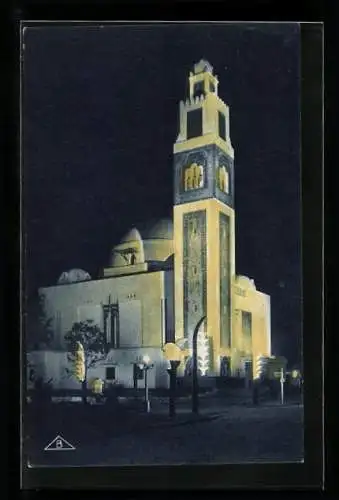 AK Paris, Exposition des Arts décoratifs 1925, Palais de l`Algérie, vue de nuit