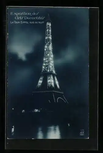 AK Paris, La Tour Eiffel vue de Nuit, Eiffelturm bei Nacht