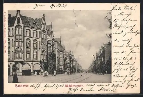 AK Hannover, Blick in die Bödekerstrasse