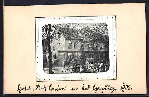 AK Bad Harzburg, Hotel Stadt London mit Strasse, 1906, aufgeklebte Abbildung