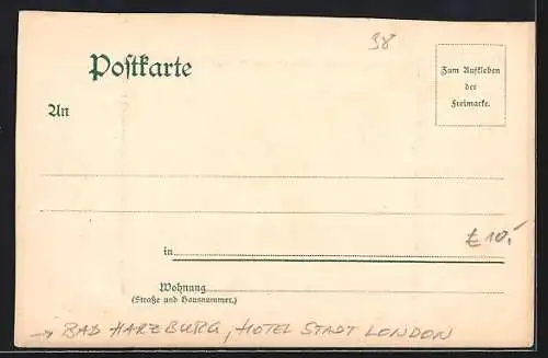 AK Bad Harzburg, Hotel Stadt London mit Strasse, 1906, aufgeklebte Abbildung