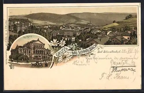 Lithographie Bad Schwalbach, Kurhaus, Ortsansicht