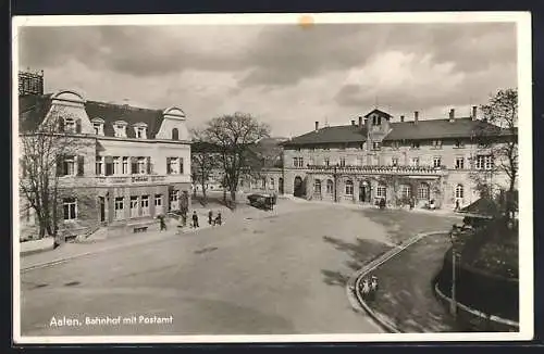 AK Aalen, Bahnhof mit Postamt