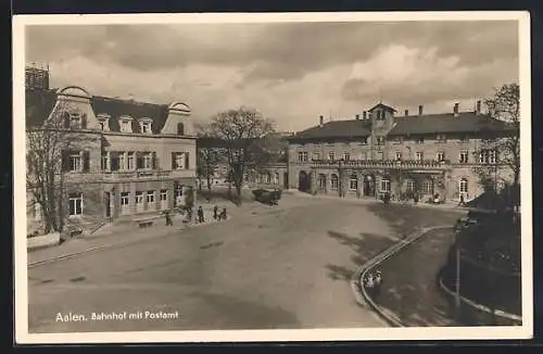 AK Aalen, Partie am Bahnhof und Postamt