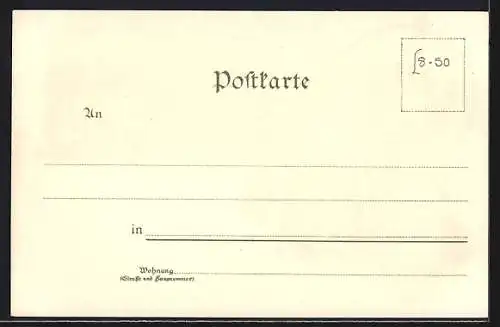 Lithographie Schwarzburg /Schwarzathal, Panorama mit der Hirschwiese, Die Schwarzburg von Friedrich-Günther Sitz