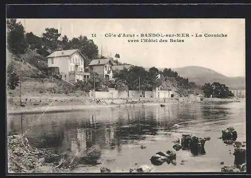 AK Bandol-sur-Mer, La Corniche vers l`Hotel des Bains