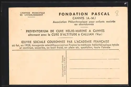 AK Callian /Var., Fondation Pascal, Cure Solaire & Marine, L`Entrée principale