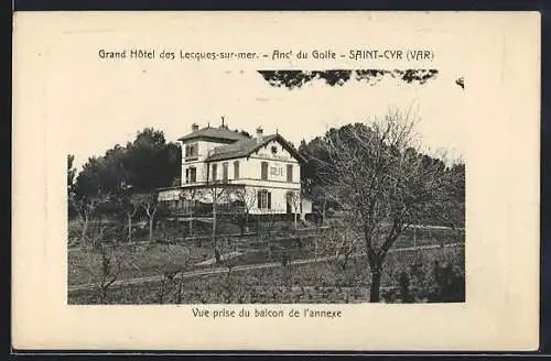 AK Saint-Cyr /Var, Grand Hotel des Lecques-sur-mer, Vue prise du balcon de l`annexe