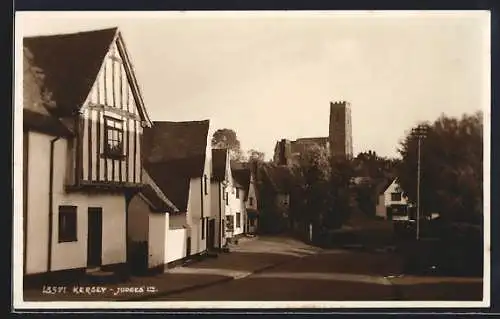 AK Kersey, Strassenpartie mit Kirche