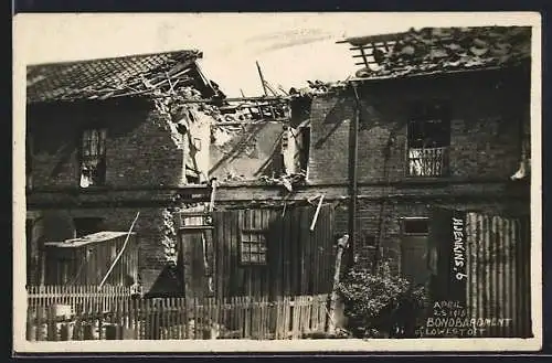 AK Lowestoft, Collapsed house after bombardement 1916