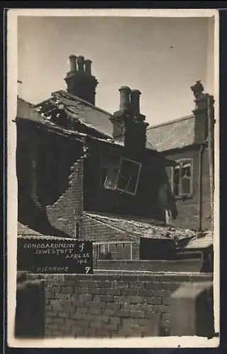 AK Lowestoft, Damages after bombardement 1916