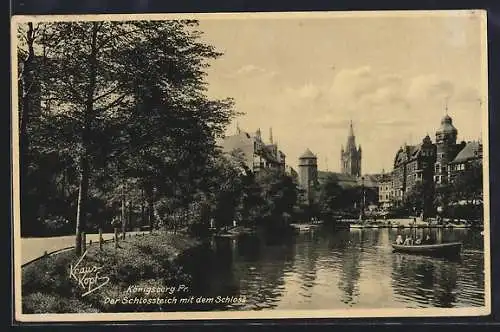 AK Königsberg i. Pr., Schlossteich mit dem Schloss