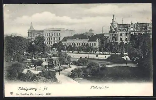 AK Königsberg i. Pr., Königsgarten mit Denkmal