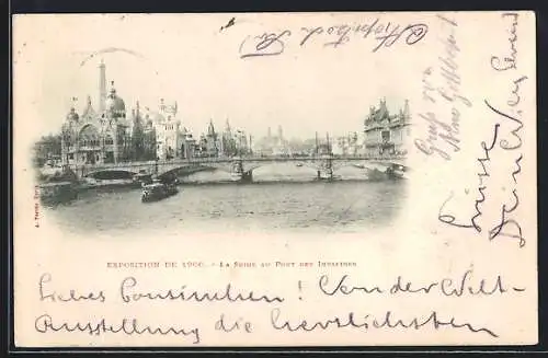 AK Paris, Exposition universelle de 1900, La Seine au Pont des Invalides