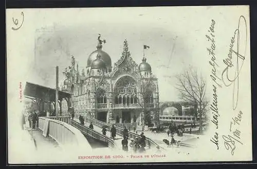 Mondschein-AK Paris, Exposition universelle de 1900, Palais de l`Italie