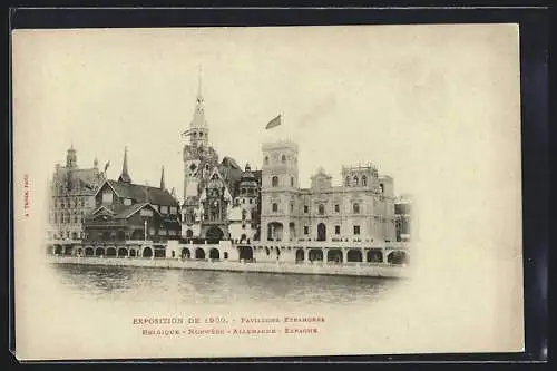 AK Paris, Exposition universelle de 1900, Ausstellungsgebäude Belgien, Norwegen, Deutschland, Spanien