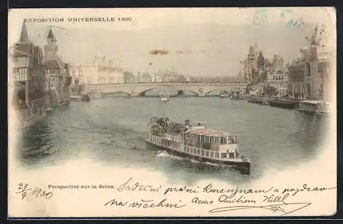 AK Paris, Exposition universelle de 1900, Perspective sur la Seine