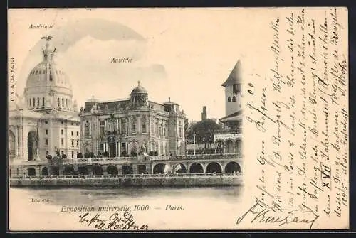 AK Paris, Exposition universelle de 1900, Amérique et Autrice