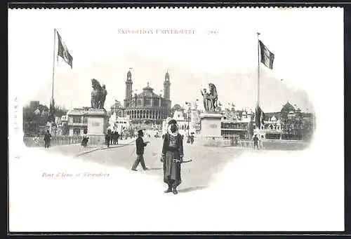 AK Paris, Exposition universelle de 1900, Pont d`Iena et Trocadero