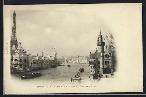 Mondschein-AK Paris, Exposition universelle de 1900, La Seine au Pont de l`Alma