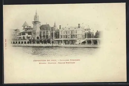 Mondschein-AK Paris, Exposition universelle de 1900, Pavillons Etrangers, Bosnie, Hongrie, Grande Bretagne
