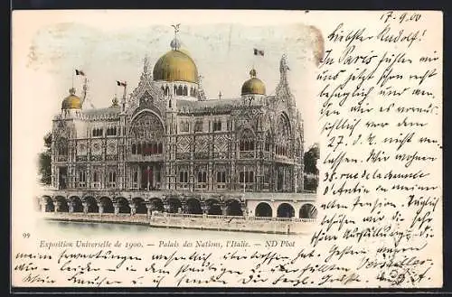 AK Paris, Exposition universelle de 1900, Palais des Nations, l`Italie