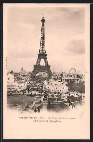 AK Paris, Exposition de 1900, La Tour Eiffel, Vue prise du Trocadéro