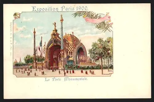 Lithographie Paris, Exposition universelle de 1900, La Porte Monumentale