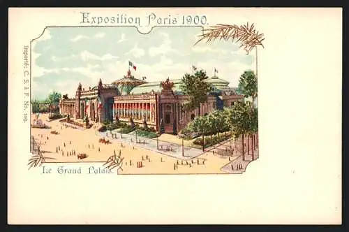 Lithographie Paris, Exposition universelle de 1900, Le Grand Palais