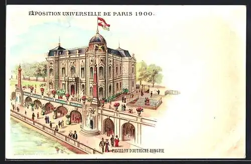 Lithographie Paris, Exposition universelle de 1900, Pavillon d`autriche hongrie