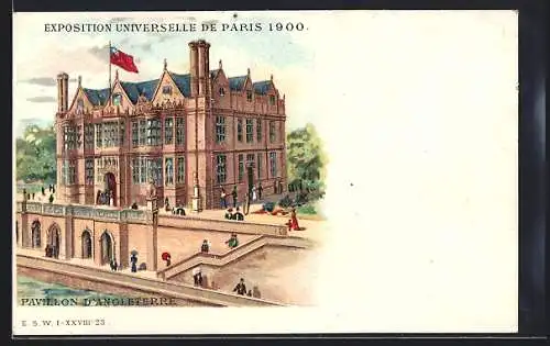 Lithographie Paris, Exposition universelle de 1900, Pavillon d`Angliterre