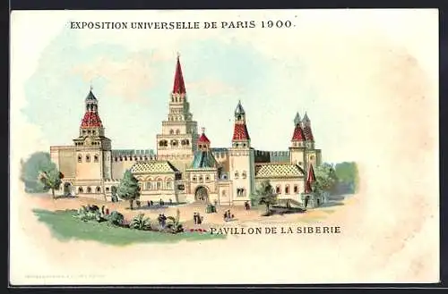 Lithographie Paris, Exposition universelle de 1900, Pavillon de la Siberie