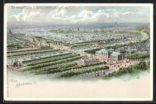 Lithographie Paris, Exposition Universelle 1900, Vue générale