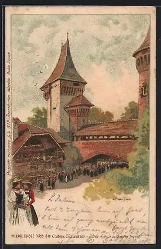 Künstler-AK Paris, Village Suisse 1900, Entree Avenue de Lamothe