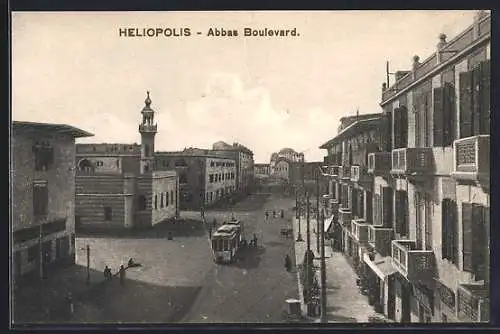 AK Heliopolis, Abbas Boulevard, Strassenbahn