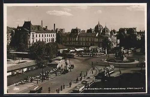 AK Bucuresti, Piata Bratianu Spre Coltea, Strassenbahn