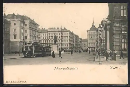 AK Wien, Strassenbahn am Schwarzenbergplatz