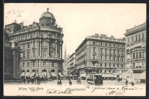 AK Wien, Albrechtsplatz mit Strassenbahn