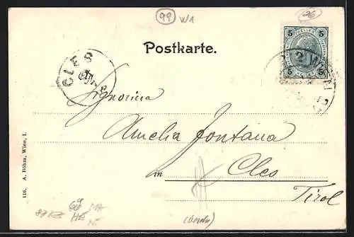 AK Wien, Albrechtsplatz mit Strassenbahn